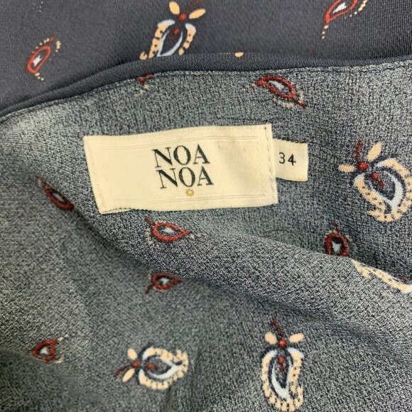 Noa Noa Womens Dress Blue Size 34 Small Long Sleeve Belted Round Neck - Picture 4 of 9